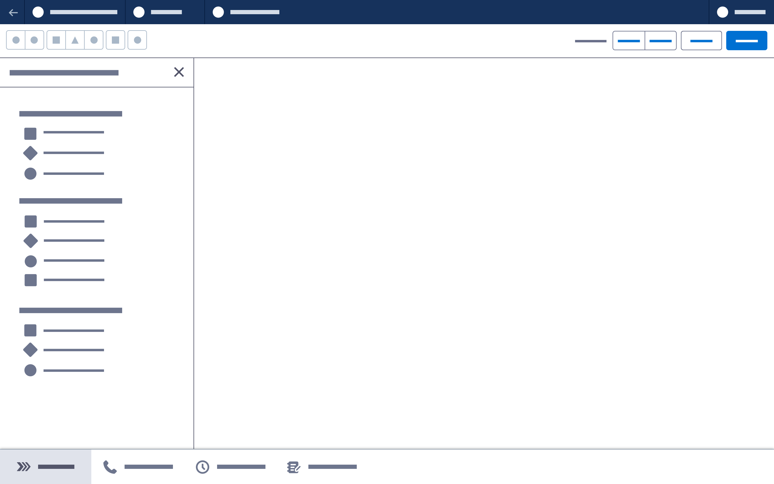 A wireframe showing the Builder canvas