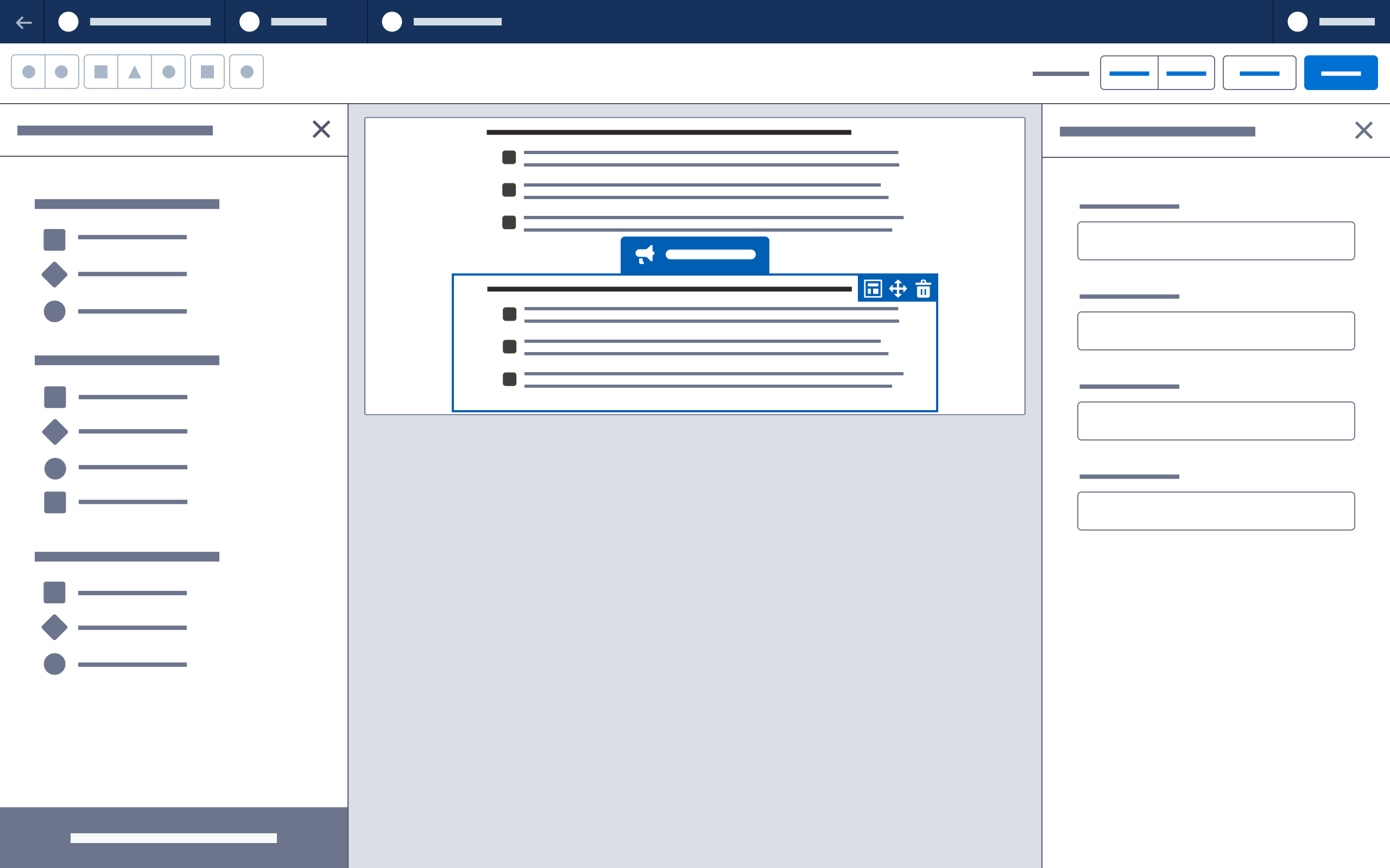 Selecting a component on the canvas