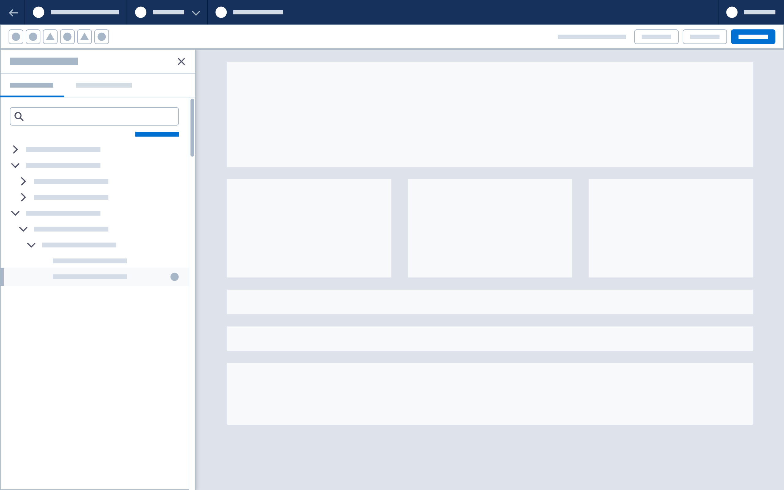 A wireframe showing how the page tree hierarchy. 