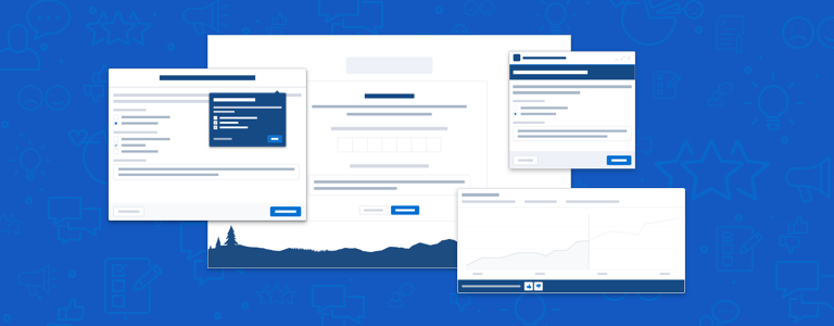 A collage of various UI wireframes depicting different feedback methods.