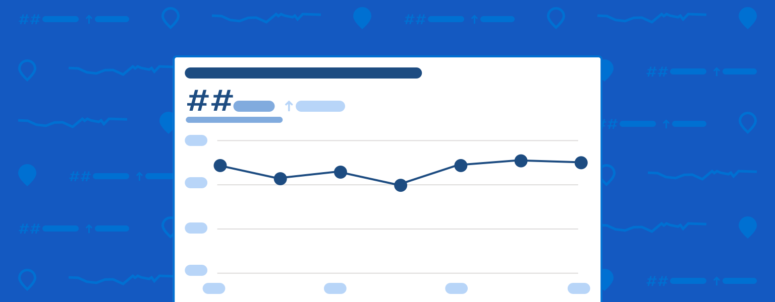 A metric tile wireframe on a blueprint style background stylized with various metric displays.