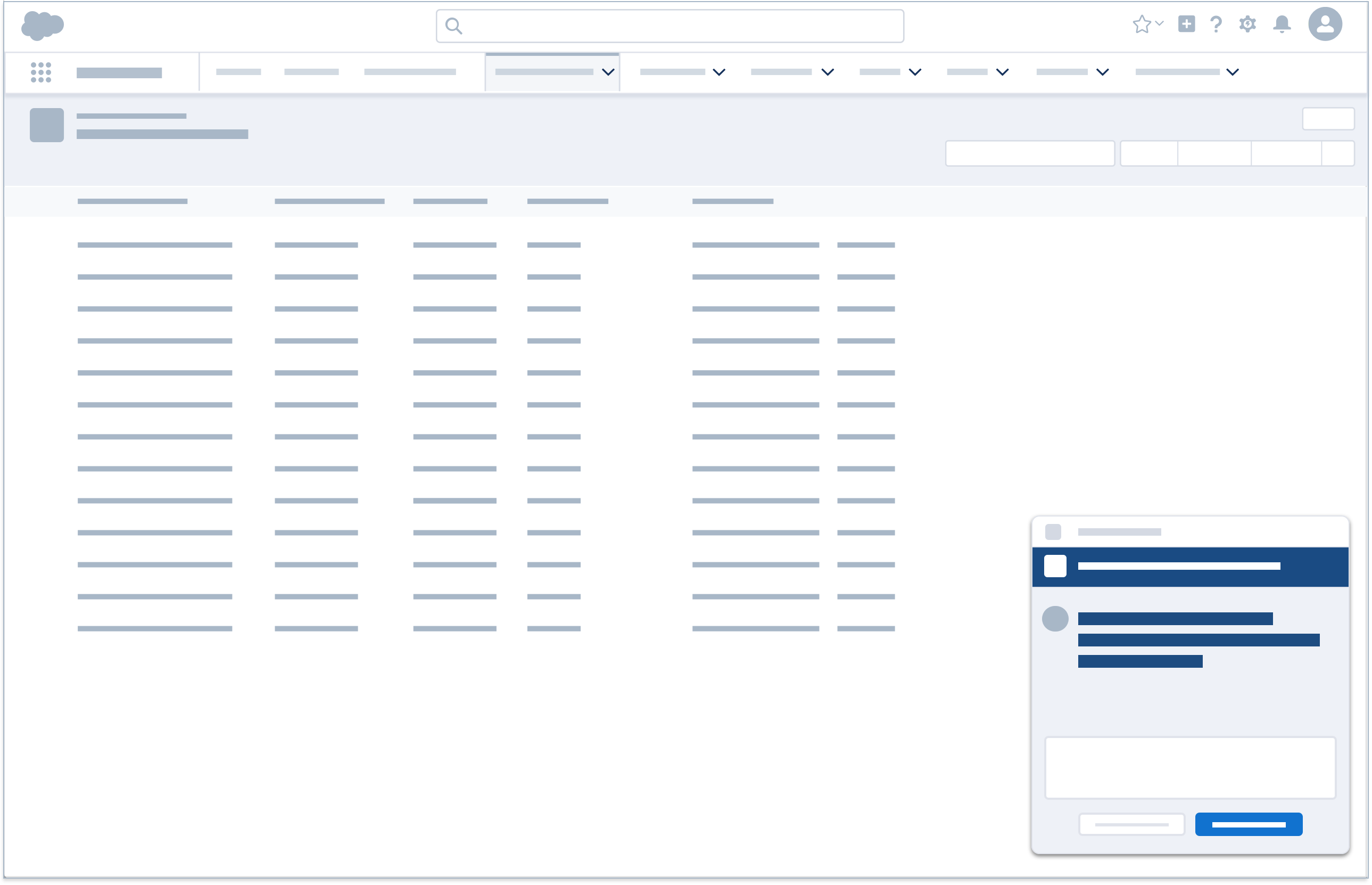 A wireframe showing an example of docked assistant in the bottom right corner. The docked assistant displays a chat interface.