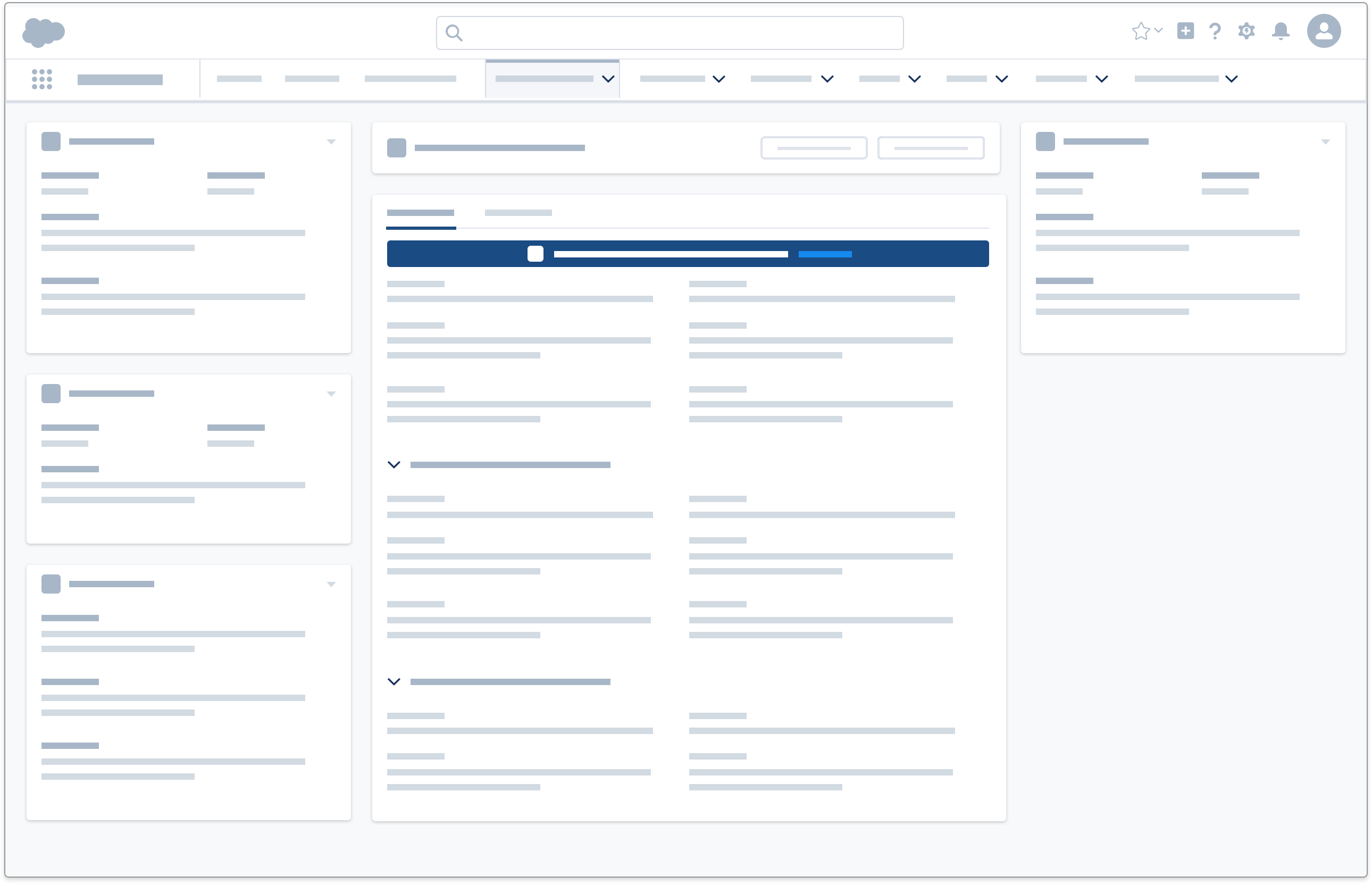 A wireframe showing a scoped notification inside a specific page section.