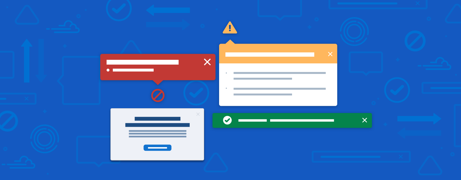 An illustration featuring various examples of interface feedback components.