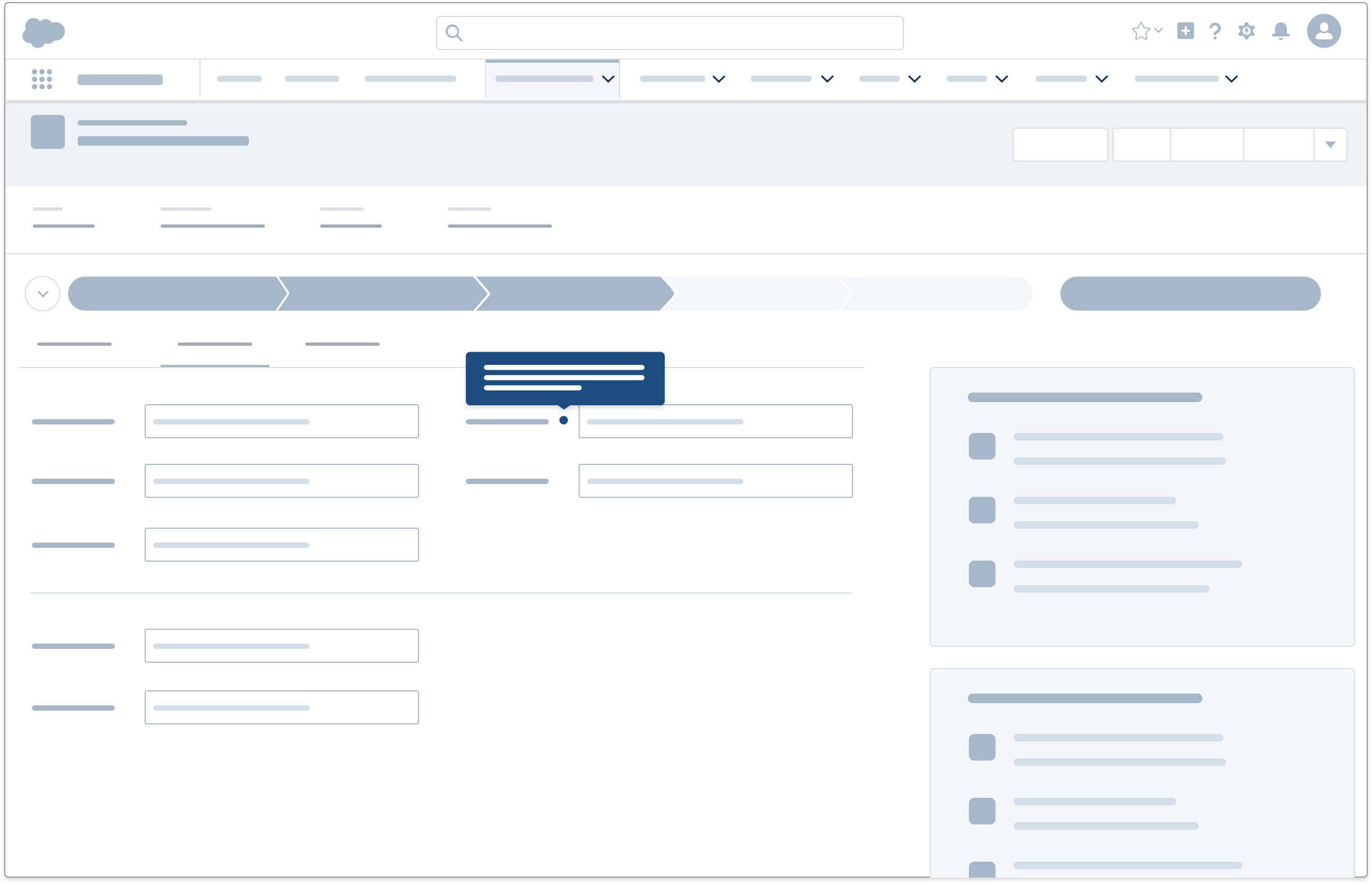 Tooltip featured on application wireframe.