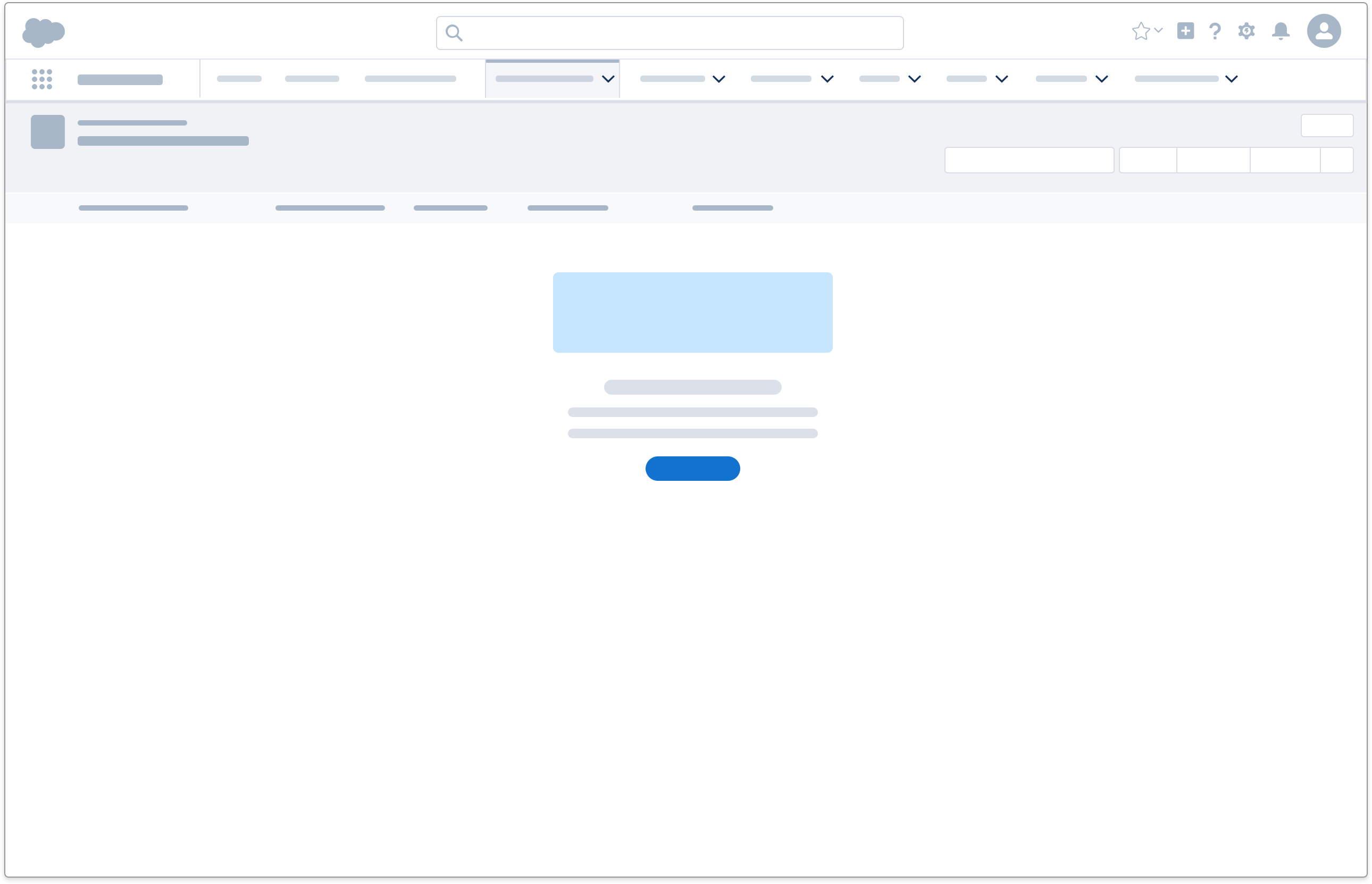 Empty state pattern in a wireframe.